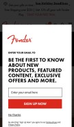 How fender.com looks like on a mobile device such as an iPhone.