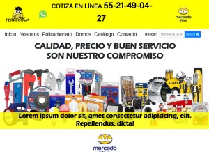 How ferreteriacova.com.mx looks like on a tablet such as an iPad.