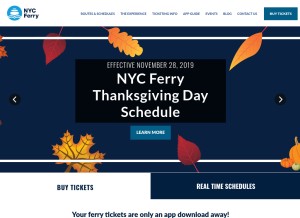 How ferry.nyc looks like on a tablet such as an iPad.