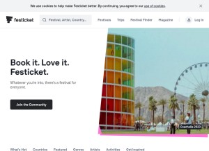 How festicket.com looks like on a tablet such as an iPad.