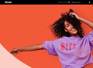 How feverup.com looks like on a tablet such as an iPad.