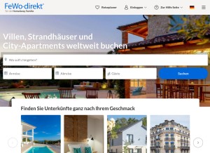 How fewo-direkt.de looks like on a tablet such as an iPad.