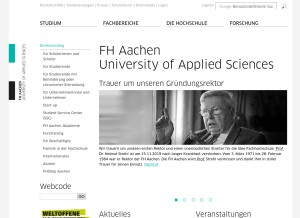 How fh-aachen.de looks like on a tablet such as an iPad.
