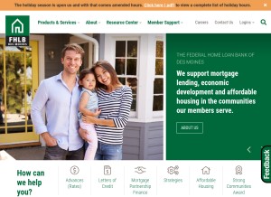 How fhlbdm.com looks like on a tablet such as an iPad.