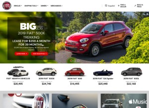 How fiatusa.com looks like on a tablet such as an iPad.