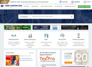 How fibre2fashion.com looks like on a tablet such as an iPad.