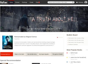 How ficfun.com looks like on a tablet such as an iPad.
