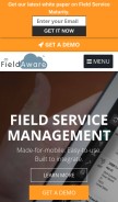 How fieldaware.com looks like on a mobile device such as an iPhone.