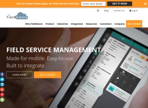 How fieldaware.com looks like on a tablet such as an iPad.