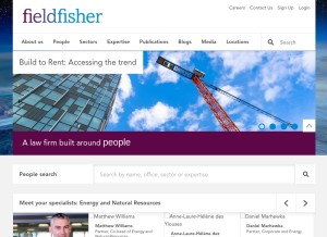 How fieldfisher.com looks like on a tablet such as an iPad.