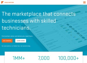 How fieldnation.com looks like on a tablet such as an iPad.