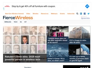 How fiercewireless.com looks like on a tablet such as an iPad.