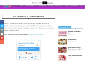 How fiestaideasclub.com looks like on a tablet such as an iPad.