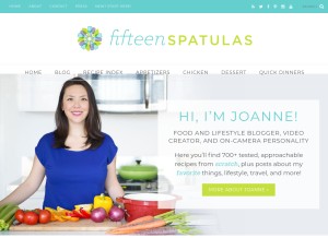 How fifteenspatulas.com looks like on a tablet such as an iPad.