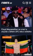 How fights.cz looks like on a mobile device such as an iPhone.