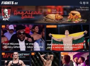 How fights.cz looks like on a tablet such as an iPad.