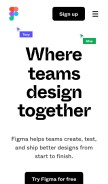 How figma.com looks like on a mobile device such as an iPhone.