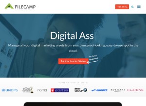 How filecamp.com looks like on a tablet such as an iPad.