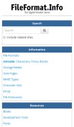 How fileformat.info looks like on a mobile device such as an iPhone.