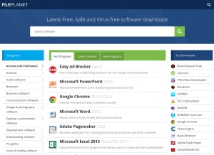 How fileplanet.com looks like on a tablet such as an iPad.
