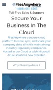 How filesanywhere.com looks like on a mobile device such as an iPhone.