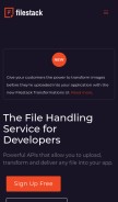 How filestack.com looks like on a mobile device such as an iPhone.