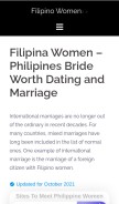 How filipino-women.net looks like on a mobile device such as an iPhone.
