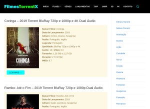 How filmestorrentx.com looks like on a tablet such as an iPad.