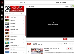 How filmon.com looks like on a tablet such as an iPad.