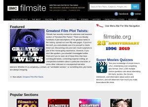 How filmsite.org looks like on a tablet such as an iPad.