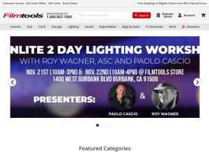 How filmtools.com looks like on a tablet such as an iPad.