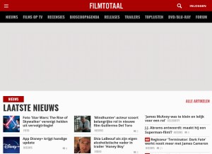 How filmtotaal.nl looks like on a tablet such as an iPad.