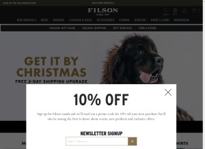 How filson.com looks like on a tablet such as an iPad.