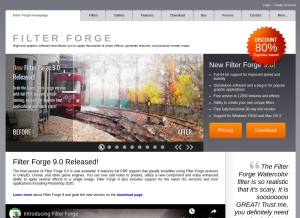 How filterforge.com looks like on a tablet such as an iPad.