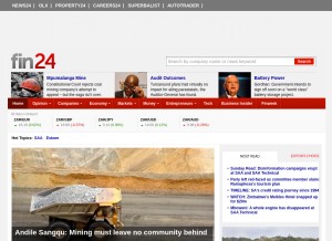 How fin24.com looks like on a tablet such as an iPad.