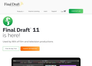 How finaldraft.com looks like on a tablet such as an iPad.