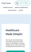 How finalquote.com looks like on a mobile device such as an iPhone.