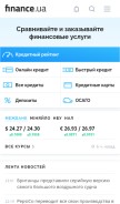 How finance.ua looks like on a mobile device such as an iPhone.