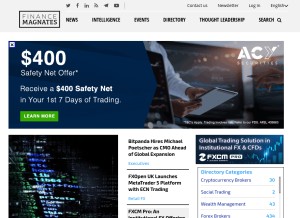 How financemagnates.com looks like on a tablet such as an iPad.