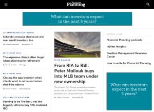 How financial-planning.com looks like on a tablet such as an iPad.