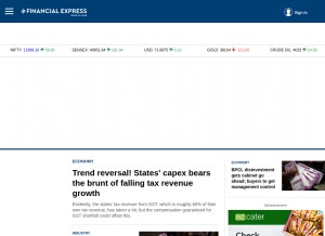 How financialexpress.com looks like on a tablet such as an iPad.