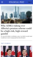 How financialpost.com looks like on a mobile device such as an iPhone.