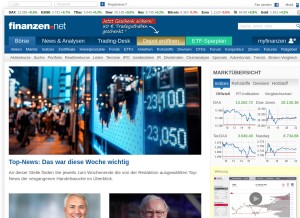 How finanzennet.de looks like on a tablet such as an iPad.