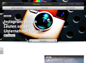 How finanzfernsehen.de looks like on a tablet such as an iPad.