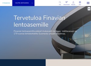 How finavia.fi looks like on a tablet such as an iPad.