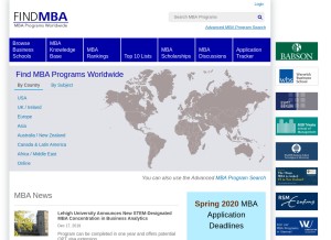 How find-mba.com looks like on a tablet such as an iPad.