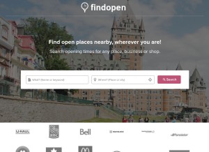 How find-open.ca looks like on a tablet such as an iPad.