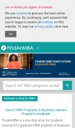 How findanmba.com looks like on a mobile device such as an iPhone.