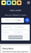 How findaword.co looks like on a mobile device such as an iPhone.