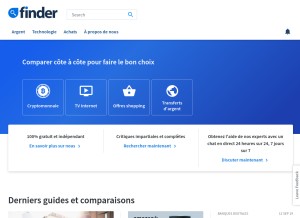 How finder.com looks like on a tablet such as an iPad.